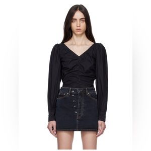 Ganni Black Rouched Blouse